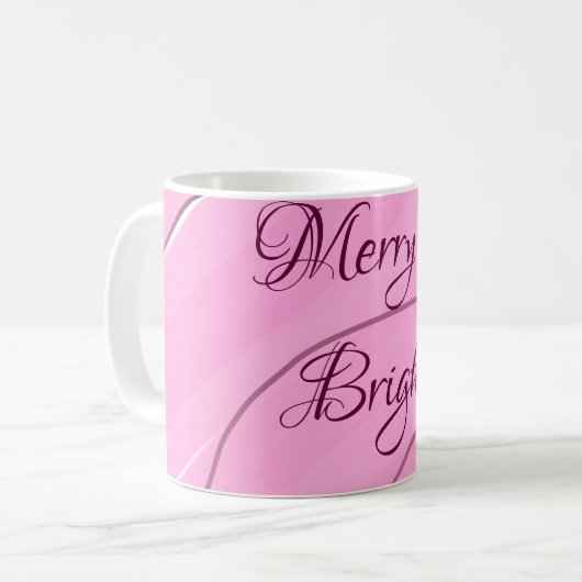 Merry & Bright rosa, lockig doodle Design mädchenh Kaffeetasse (Vorderseite Links)