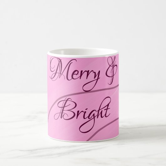 Merry & Bright rosa, lockig doodle Design mädchenh Kaffeetasse (Mittel)