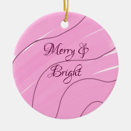 Merry & Bright rosa, lockig doodle Design mädchenh Keramik Ornament (Vorne)