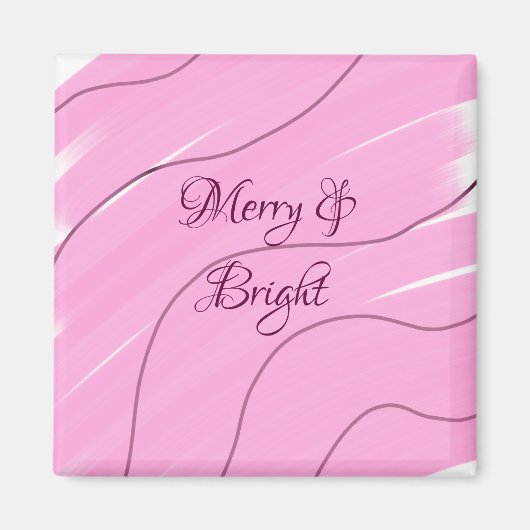 Merry & Bright rosa, lockig doodle Design mädchenh Magnet (Vorne)