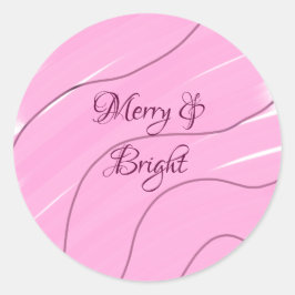 Merry & Bright rosa, lockig doodle Design mädchenh Runder Aufkleber