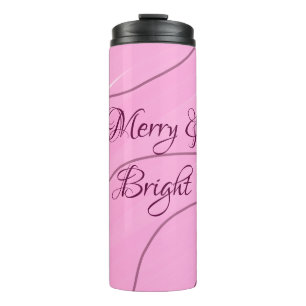 Merry & Bright rosa, lockig doodle Design mädchenh Thermosbecher