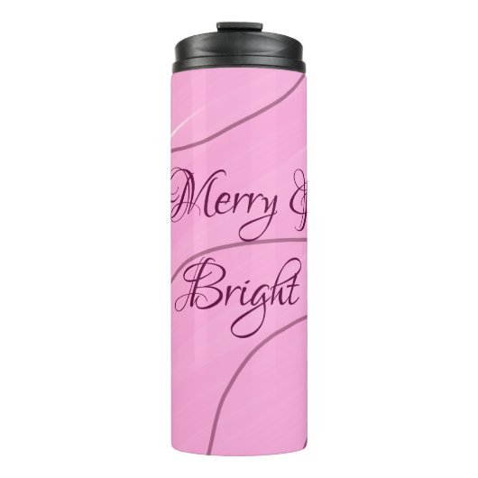 Merry & Bright rosa, lockig doodle Design mädchenh Thermosbecher (Vorderseite)
