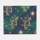 Merry & Bright Rose Gold Glitter Christmas Holiday Fleecedecke (Vorderseite (Horizontal))