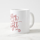 Merry & Bright | Roter Text | Weihnachten Jumbo-Tasse (Vorderseite Rechts)