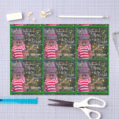 Merry Bright Rustic Snowman Name Green Pattern Seidenpapier (Handwerk)