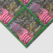 Merry Bright Rustic Snowman Name Green Pattern Seidenpapier (Ausschnitt)