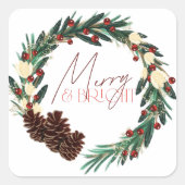 Merry & Bright Saison Quadratischer Aufkleber (Vorderseite)
