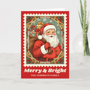 Merry & Bright Santa Claus Weihnachtspostpostage-B Feiertagskarte