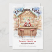 Merry & Bright Santa Cocktail Bar Christmas Einladung (Vorderseite)