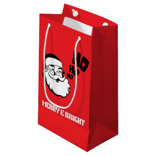 Merry & Bright Santa Gift Bag - Weihnachtsfeiertag Kleine Geschenktüte (Vorderseite Schrägansicht)