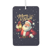 Merry Bright Santa Holding Lantern Illustration Autolufterfrischer (Vorderseite)