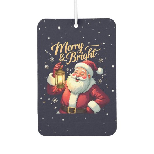 Merry Bright Santa Holding Lantern Illustration Autolufterfrischer (Vorderseite)