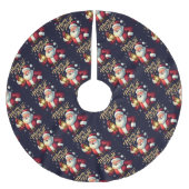 Merry Bright Santa Holding Lantern Illustration Polyester Weihnachtsbaumdecke (Vorderseite)