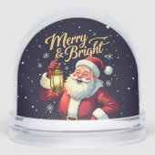 Merry Bright Santa Holding Lantern Illustration Schneekugeln (Vorderseite)