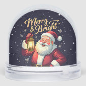 Merry Bright Santa Holding Lantern Illustration Schneekugeln (Rückseite)