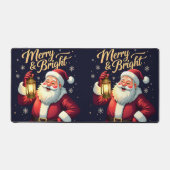 Merry Bright Santa Holding Lantern Illustration Schreibtischunterlage (Vorderseite)