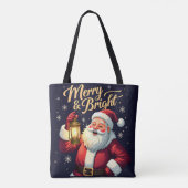 Merry Bright Santa Holding Lantern Illustration Tasche (Rückseite)