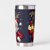 Merry Bright Santa Holding Lantern Illustration Thermobecher (Links)