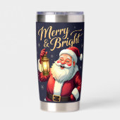 Merry Bright Santa Holding Lantern Illustration Thermobecher (Rückseite)