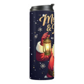Merry Bright Santa Holding Lantern Illustration Thermosbecher (Nach links gedreht)