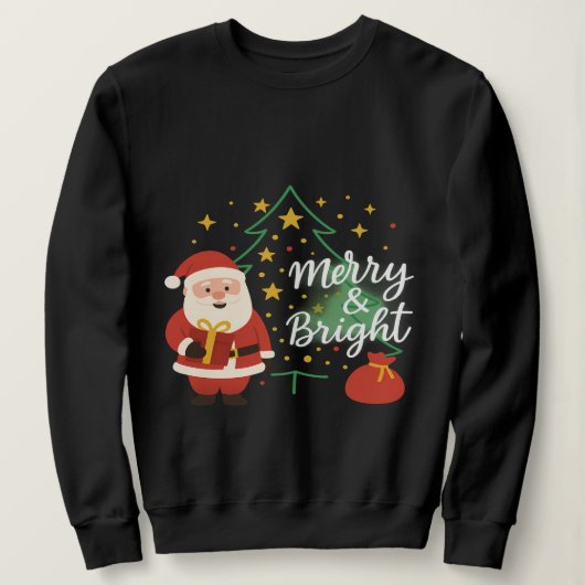 Merry & Bright Santa Weihnachtsbaum Sweatshirt Ges (Design vorne)