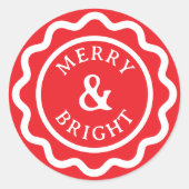Merry & Bright Scallop Weihnachten Runder Aufkleber (Vorderseite)