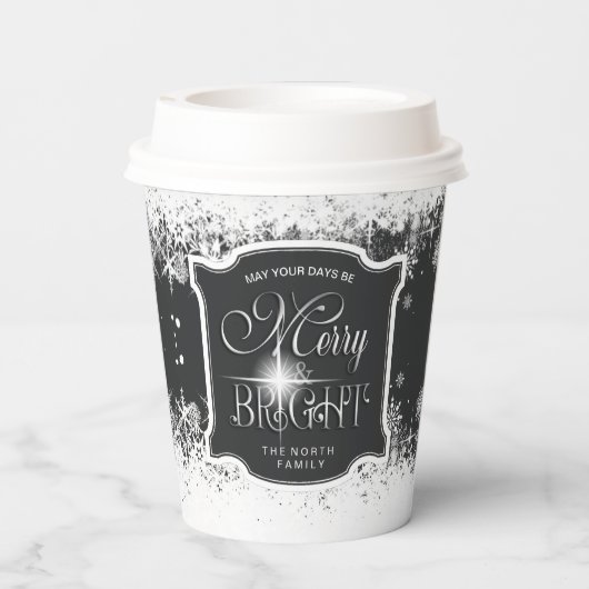 Merry & Bright Schneefall Weihnachts-ID591 Pappbecher (Rückseite)