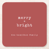 Merry + Bright Schreibmaschine Weihnachts-Party Rechteckiger Pappuntersetzer (Vorderseite)