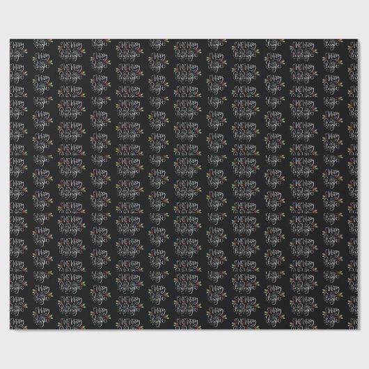 Merry Bright Schwarz-weiß Christmas Geschenkpapier (Flach)