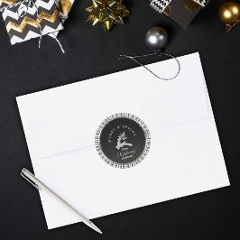 Merry & Bright Schwarz-weiße Karierte Weihnachten Runder Aufkleber