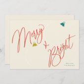 Merry & Bright Script und Foto Ornamente Design Einladung (Vorne/Hinten)