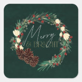 Merry & Bright Seasonal Square Sticker (Vorderseite)