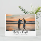 Merry-Bright Simple Calligraphy Foto Feiertagskarte (Stehend Vorderseite)