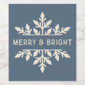 Merry & Bright Snowflake Holiday Weinlabel - Blau Weinetikett (Einzelnes Label)