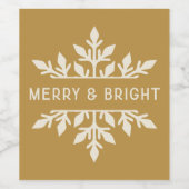 Merry & Bright Snowflake Weinlabel | Flat Gold Weinetikett (Einzelnes Label)
