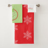 Merry Bright Snowflakes Monogram Weihnachten Badhandtuch Set (Insitu)