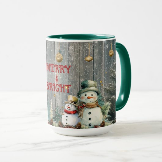 Merry & Bright Snowman Tasse (VorderseiteRechts)