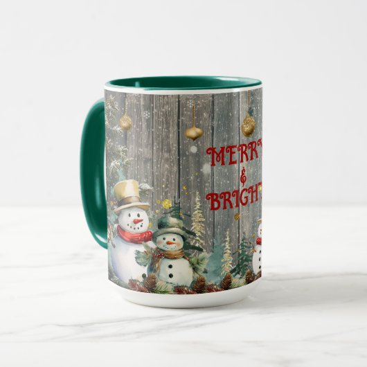 Merry & Bright Snowman Tasse (Vorderseite Links)
