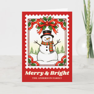 Merry & Bright Snowman Weihnachts-Postage-Briefmar Feiertagskarte