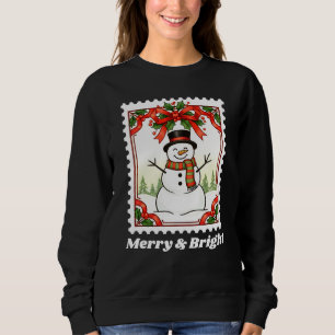 Merry & Bright Snowman Weihnachts-Postage-Briefmar Sweatshirt