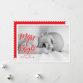 Merry & Bright Solid Scallop Weihnachtskarte Feiertagskarte