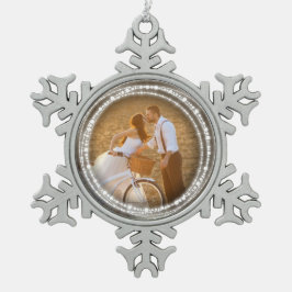 Merry & Bright Sparkling Circles Weihnachts-Foto Schneeflocken Zinn-Ornament