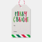 "Merry & Bright" Spaß Stripes Weihnachten Geschenkanhänger (Vorderseite)