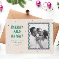 Merry & Bright Squiggle Frame Rosa + Grün