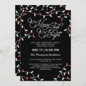 Merry & Bright String Lights Weihnachts-Party Einladung (Vorne/Hinten)