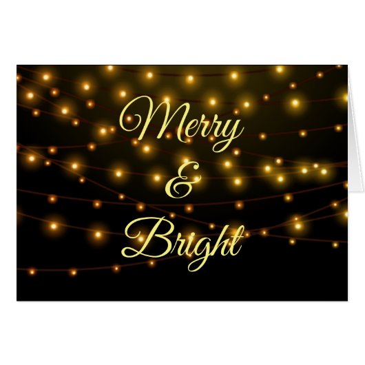 Merry & Bright String Lights Weihnachtsfeiertag (Vorderseite (Horizontal))