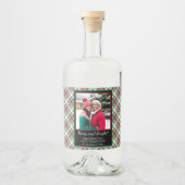 Merry & Bright Tartan oder Kariertes Foto Alkoholflaschenetikett (Vorderseite)