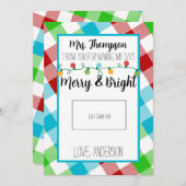 Merry & Bright Teacher Weihnachtsgeschenkkarte Dankeskarte (Vorne/Hinten)