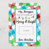 Merry & Bright Teacher Weihnachtsgeschenkkarte Dankeskarte (Vorne/Hinten)